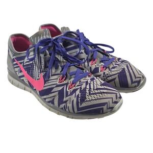 Nike Free 5.0 TR Fit 5 Womens 8.5 Running‎ Shoes Purple Pink Zigzag Gym Trainer